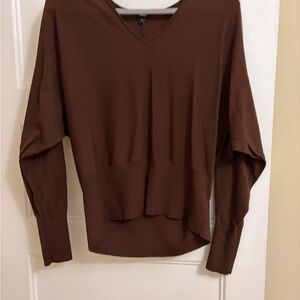Express Chocolate Brown V-Neck Lightweight Pullover